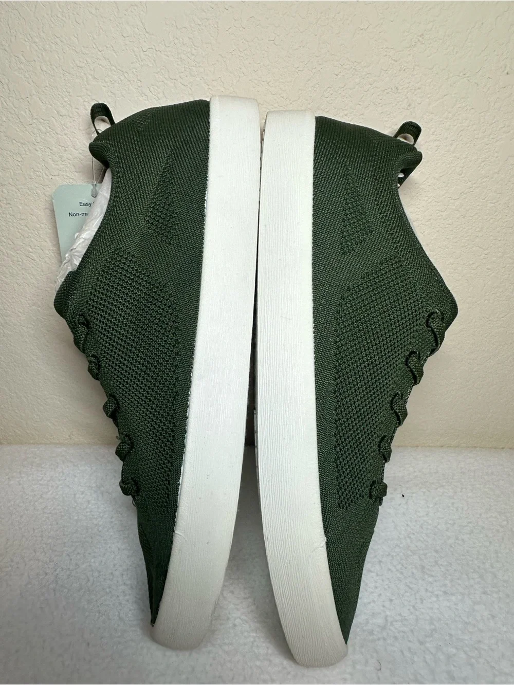 George Men's Olive Green Knit Lace-Up Sneakers with White Sole